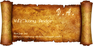 Vékony Andor névjegykártya