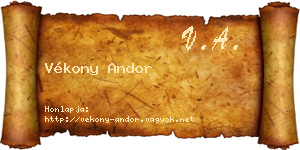 Vékony Andor névjegykártya