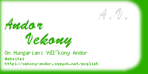 andor vekony business card